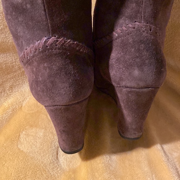 Bussola ☀︎︎ Enna Whipstitch Wedge Tall Knee High Suede Boots ☀︎︎ 40 9 M Espresso - Picture 4 of 9